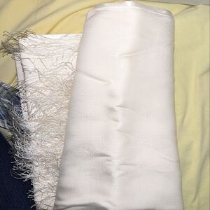 Valarie Stevens heavy,ivory, satin scarf with long fringe